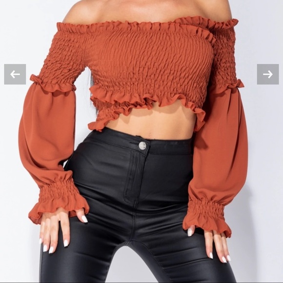 Rust Shirring Crop - Picture 4 of 4